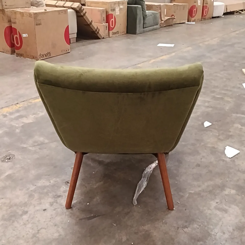 VELVET KATIA ACCENT CHAIR WITH FOOTSTOOL - SAGE GREEN (2 PARTS)
