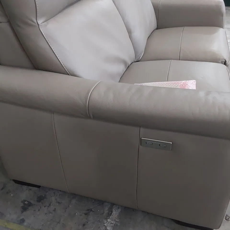 QUALITY ITALIAN DESIGNER ADRIANO POWER RECLINING TWO SEATER SOFA MUSHROOM LEATHER