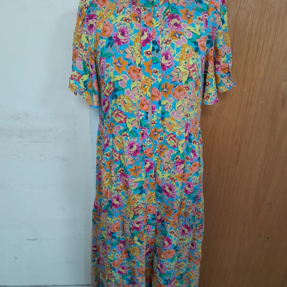 YAS ALIRO BUTTON UP MAXI DRESS IN COLOURFUL FLORAL SIZE M RRP £75