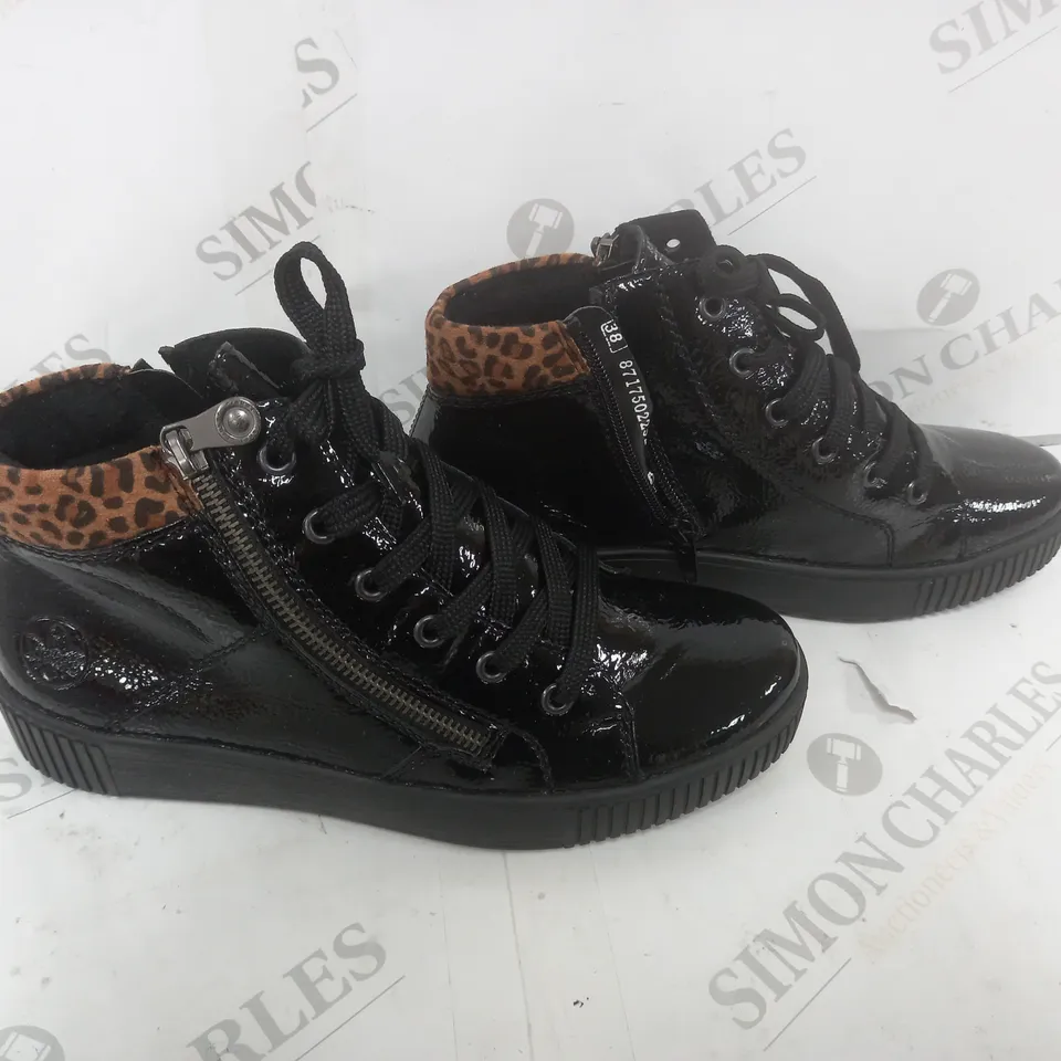 BOXED RIEKER ANTISTRESS HIGH TOP TRAINER CUFF BLACK SIZE 5