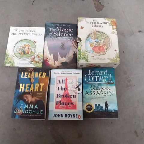 LARGE QUANTITY OF ASSORTED BOOKS TO INCLUDE TITLES BY;  BEATRIX POTTER, BERNARD CORNWELL AND JOHN BOYONE