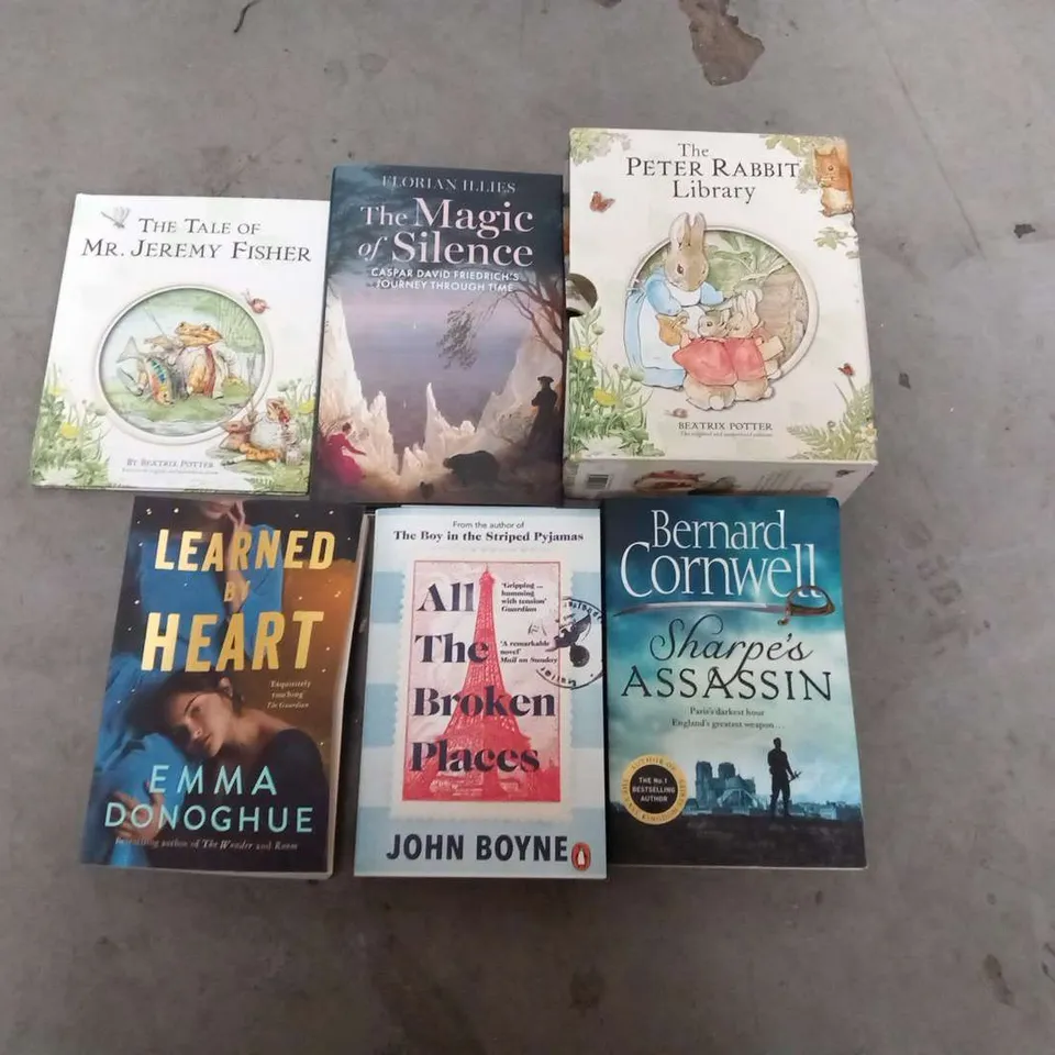 LARGE QUANTITY OF ASSORTED BOOKS TO INCLUDE TITLES BY;  BEATRIX POTTER, BERNARD CORNWELL AND JOHN BOYONE