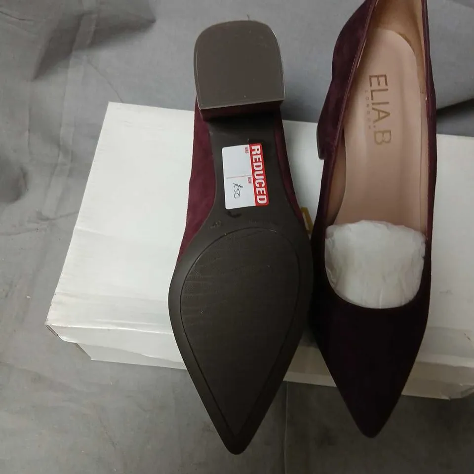 ELIA.B LONDON DIVINE BURGUNDY SUEDE PUMPS – EU 37 