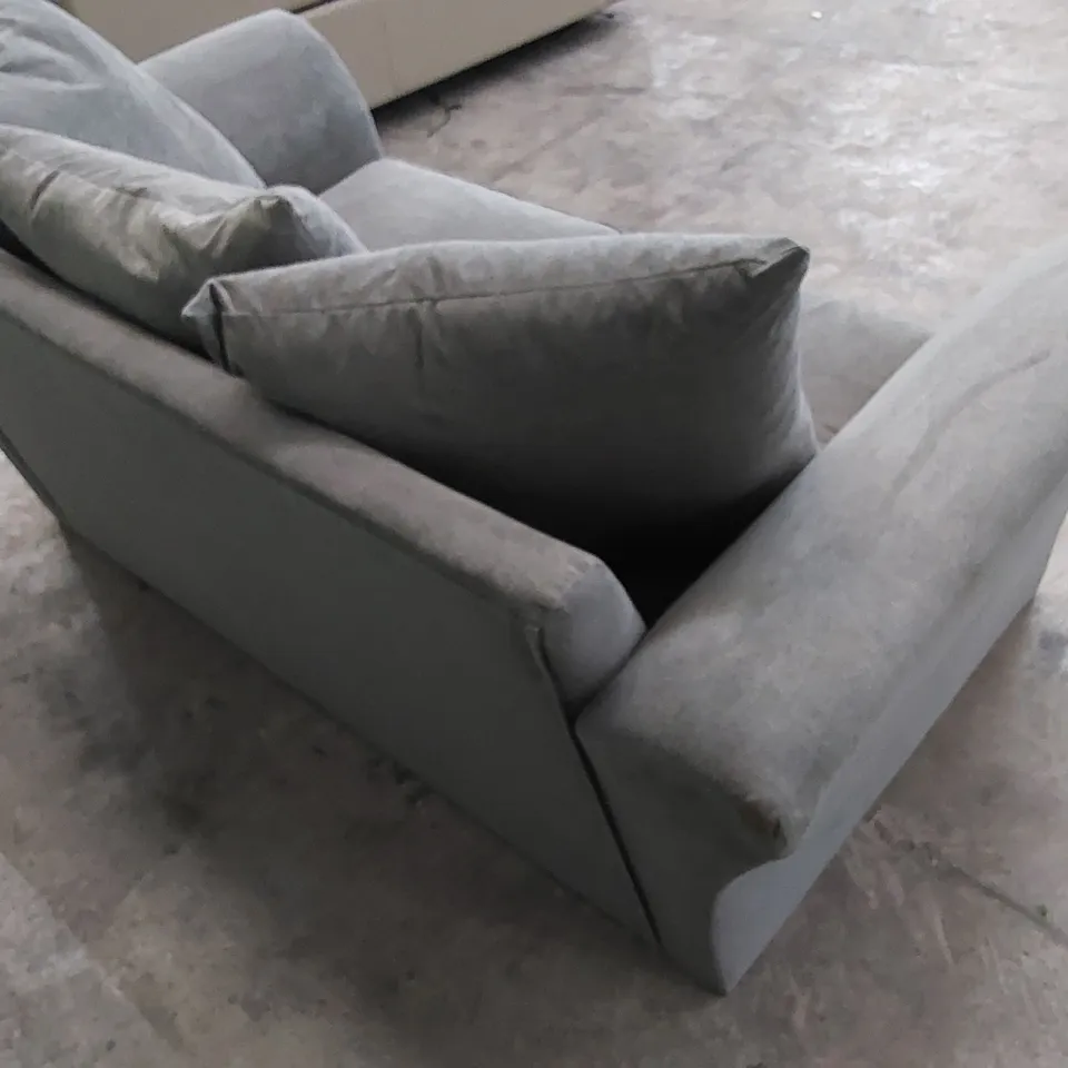 DESIGNER 2 SEATER GREY FABRIC UPHOLSTERED SOFA