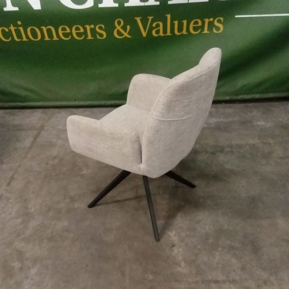 DESIGNER FABRIC UPHOLSTERED SWIVEL DINING CHAIR
