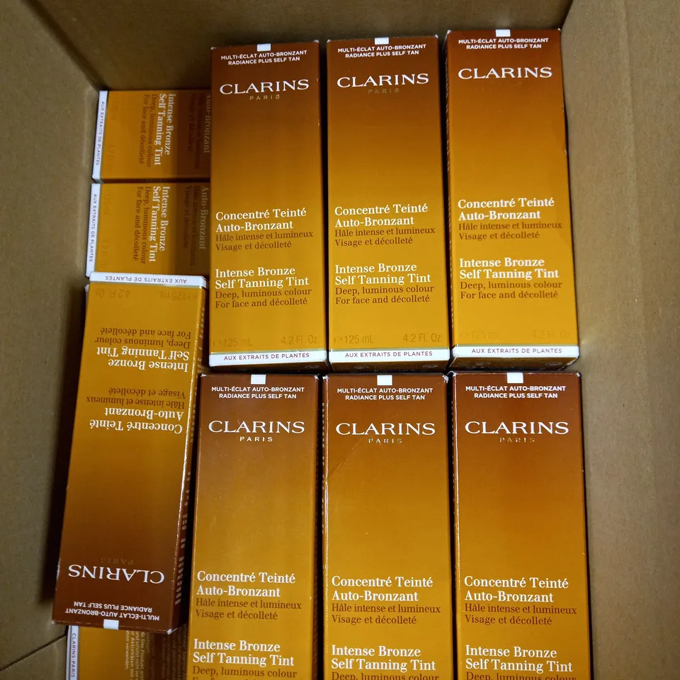 LOT OF APPROX 12 CLARINS PARIS INTENSE BRONZE SELF TANNING TINT 12 X 125ML