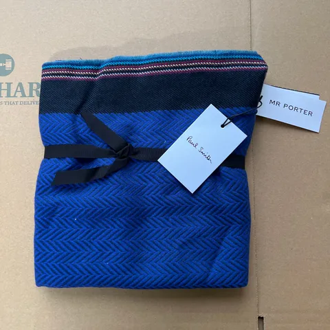 PAUL SMITH HERRINGBONE KNIT SCARF ROYAL BLUE