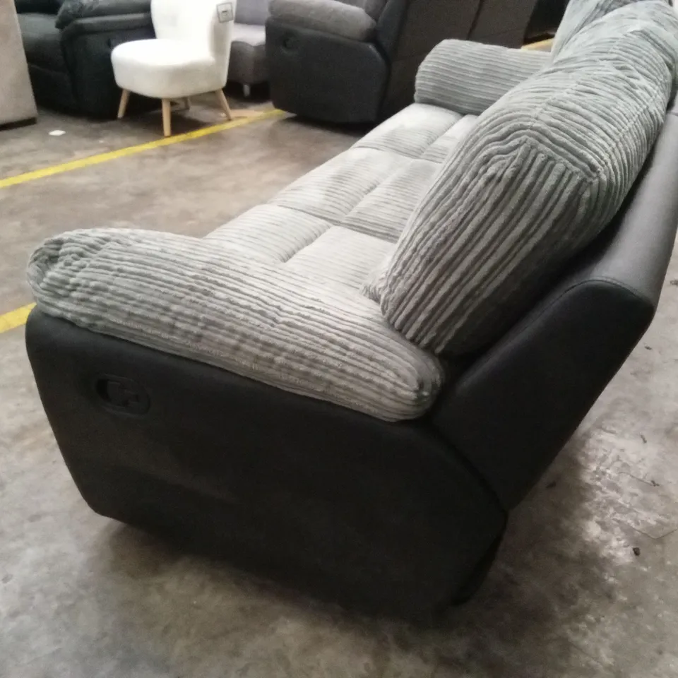 SIENNA FABRIC/FAUX LEATHER HIGH BACK 3 SEATER RECLINER SOFA RRP £849