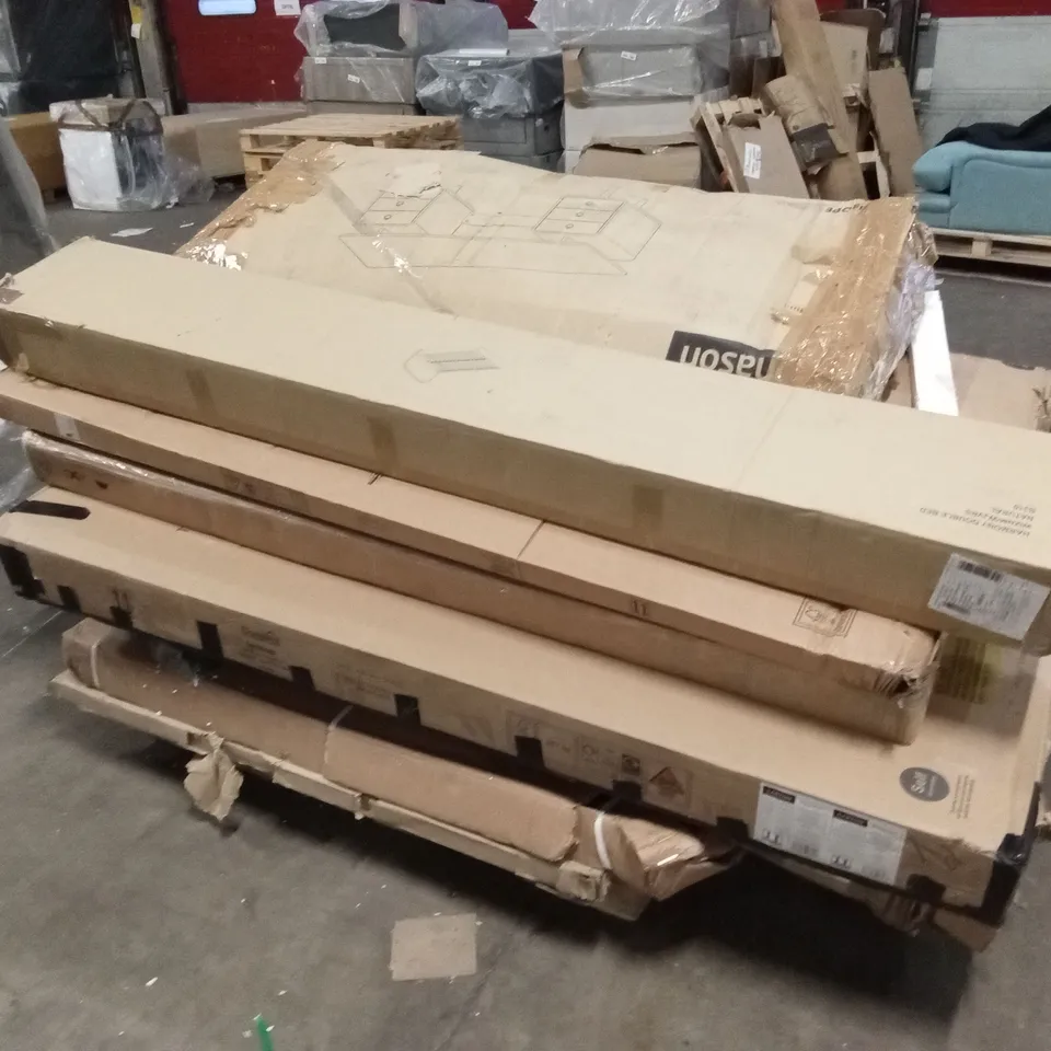 PALLET OF ASSORTED INCOMPLETE DESIGNER FURNITURE PARTS AND PIECES 