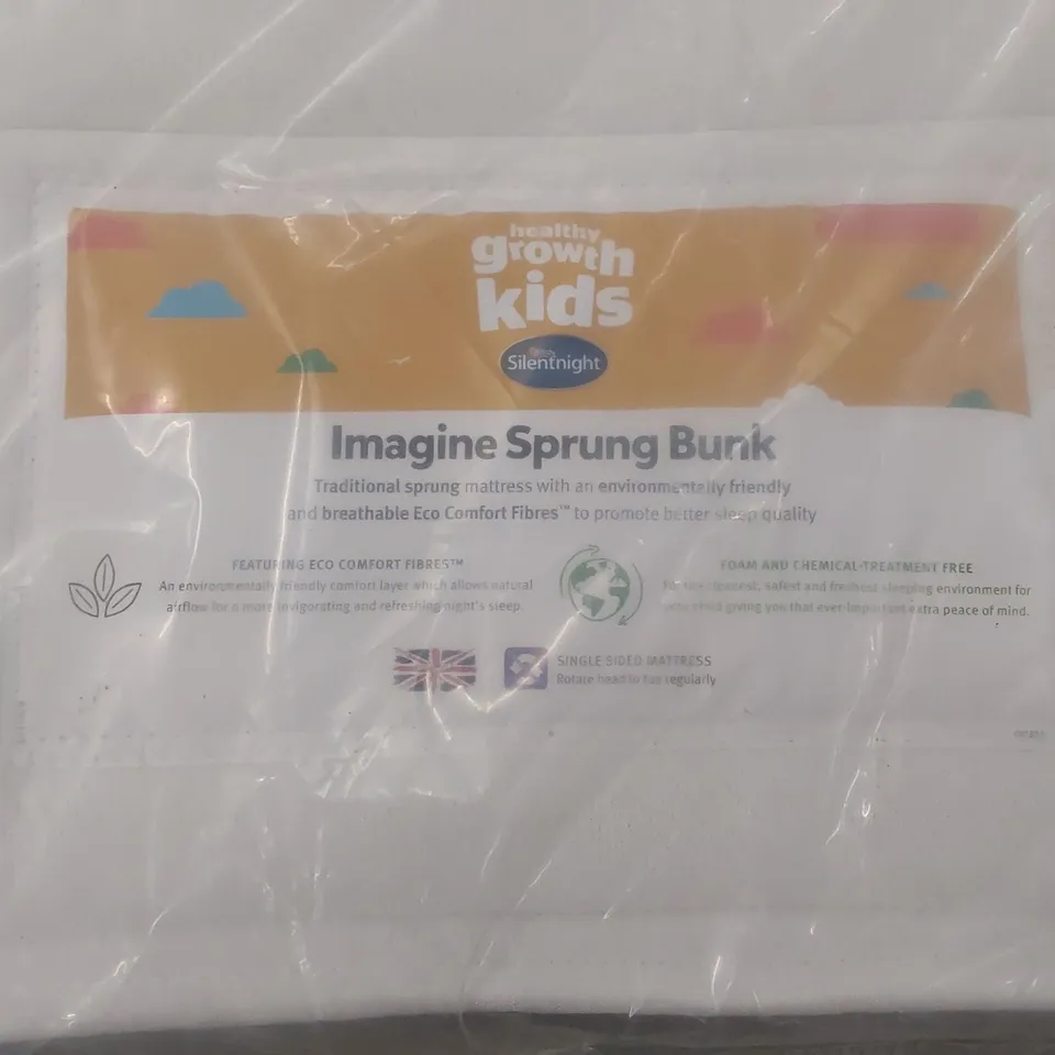 QUALITY BAGGED SILENTNIGHT 90cm SINGLE IMAGINE SPRUNG BUNK MATTRESS 