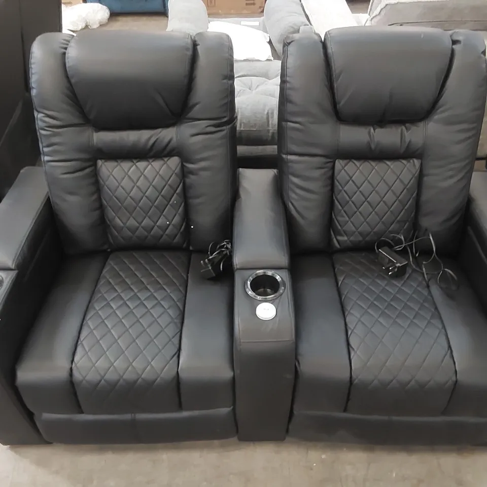 QUALITY DESIGNER 2 SEATER FAUX LEATHER ELECTRIC RECLINING SOFA WITH ARMRESTS AND CUPHOLDERS