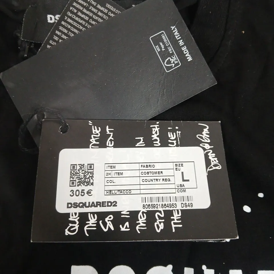 DSQUARED2 BLACK T‑SHIRT – UK L – MADE IN ITALY