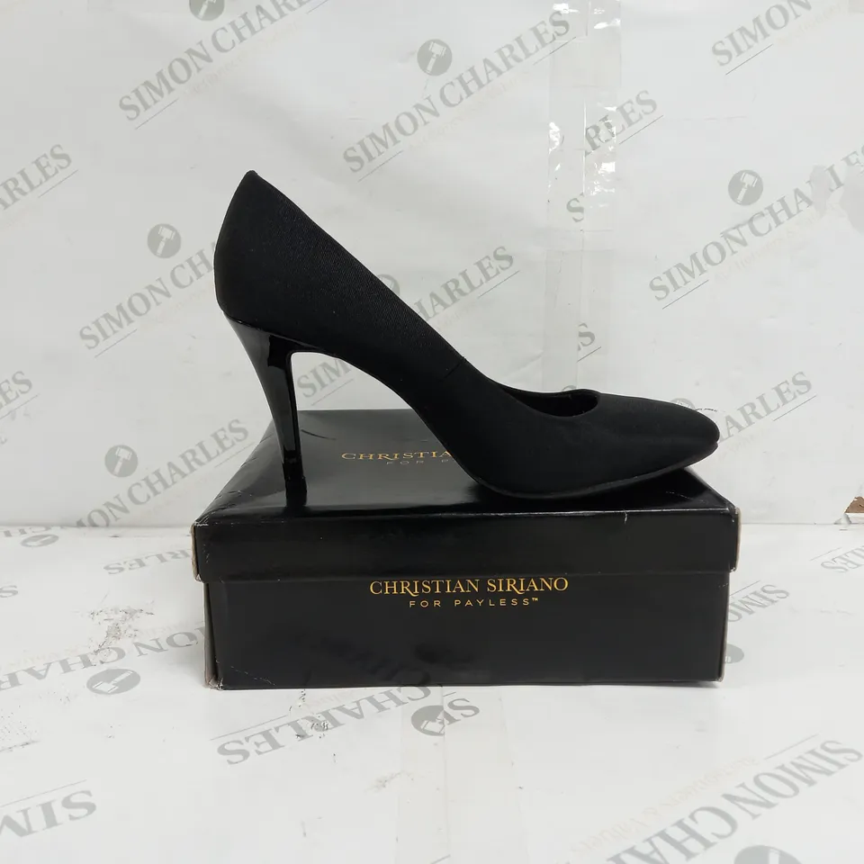APPROXIMATELY 5 CHRISTIAN SIRIANO FOR PAYLESS KAMILLE HIGH HEEL SHOES IN BLACK SIZE 10 