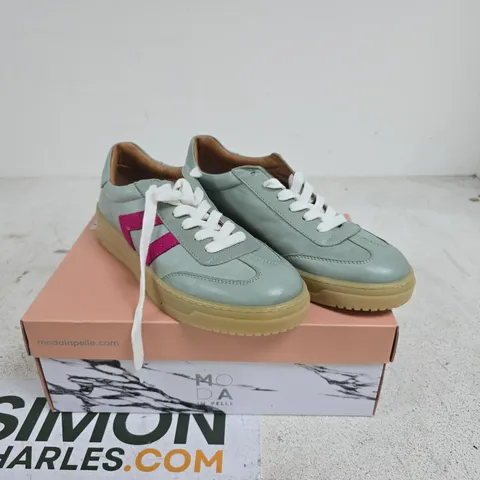 MODA IN PELLE BRAMBLE GREEN LEATHER TRAINER SIZE 39 BOXED
