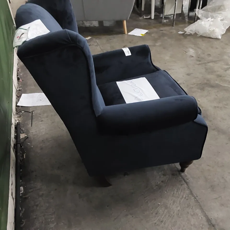 DESIGNER WINGBACK SINGLE ARMCHAIR IN NAVY BLUE 