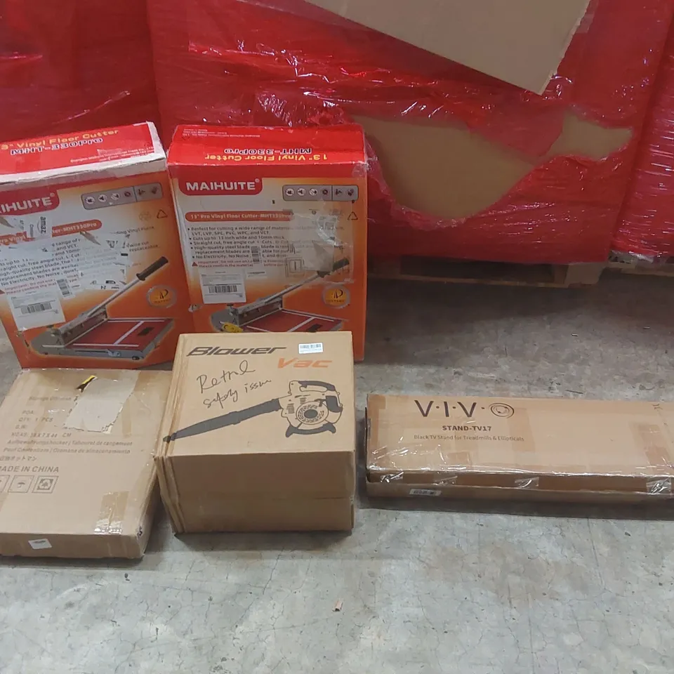 PALLET CONTAINING A VERY LARGE QUANTITY OF SENSALOU INCONTINENCE PANTS AND OTHER ASSORTED ITEMS INCLUDING: PRO VINYL FLOOR CUTTERS, LEAF BLOWER, STORAGE OTTOMAN ECT