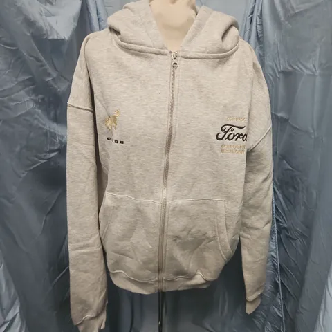 PULL&BEAR FORD GREY HOODIE, ZIP FRONT, SIZE M (EU 38)