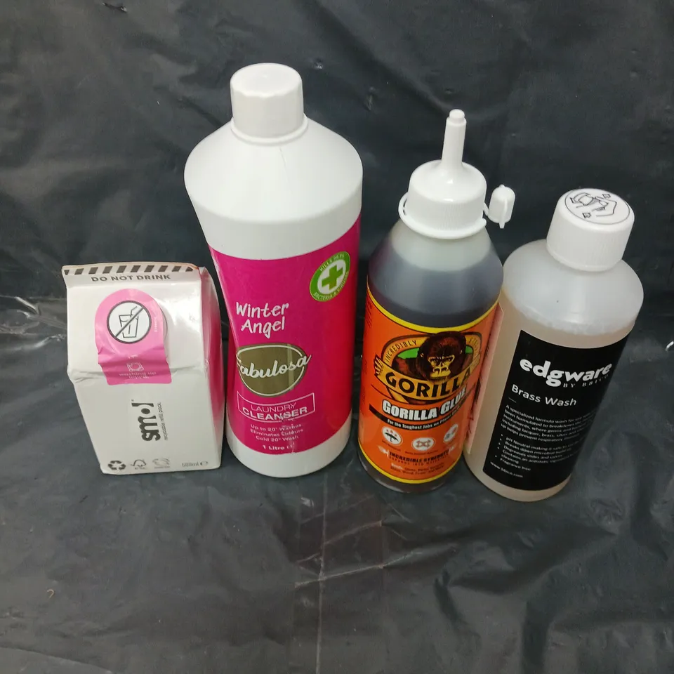 APPROXIMATELY 10 ASSORTED HOUSEHOLD PRODUCTS TO INCLUDE LAUNDRY CLEANSER, BRASS WASH, GORILLA GLUE ETC - COLLECTION ONLY 