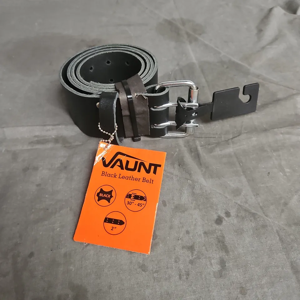 VAUNT LEATHER BELT IN BLACK SIZE 30-45"