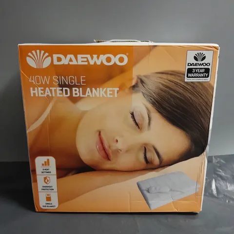 BOXED DAEWOO 40W SINGLE HEATED BLANKET 