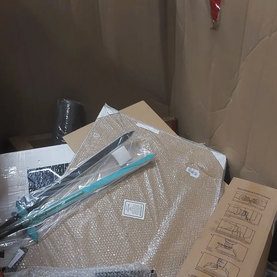 PALLET OF ASSORTED HOUSEHOLD GOODS AND PRODUCTS TO INCLUDE: ALUMINIUM LADDER, UTILITY CART, DRYWALL SANDER, SCOOTER ECT