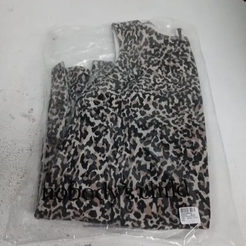 BAGGED NOBODYS CHILD IZZIE DENIM PINNIE IN ANIMAL PRINT BROWN - UK 8