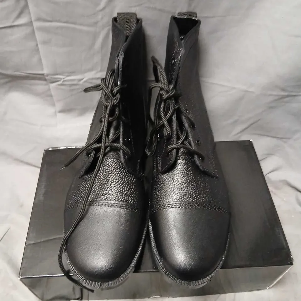 GRAFTER'S 6 EYE CADET BOOTS – BLACK, UK 11 (VERIFY MODEL)
