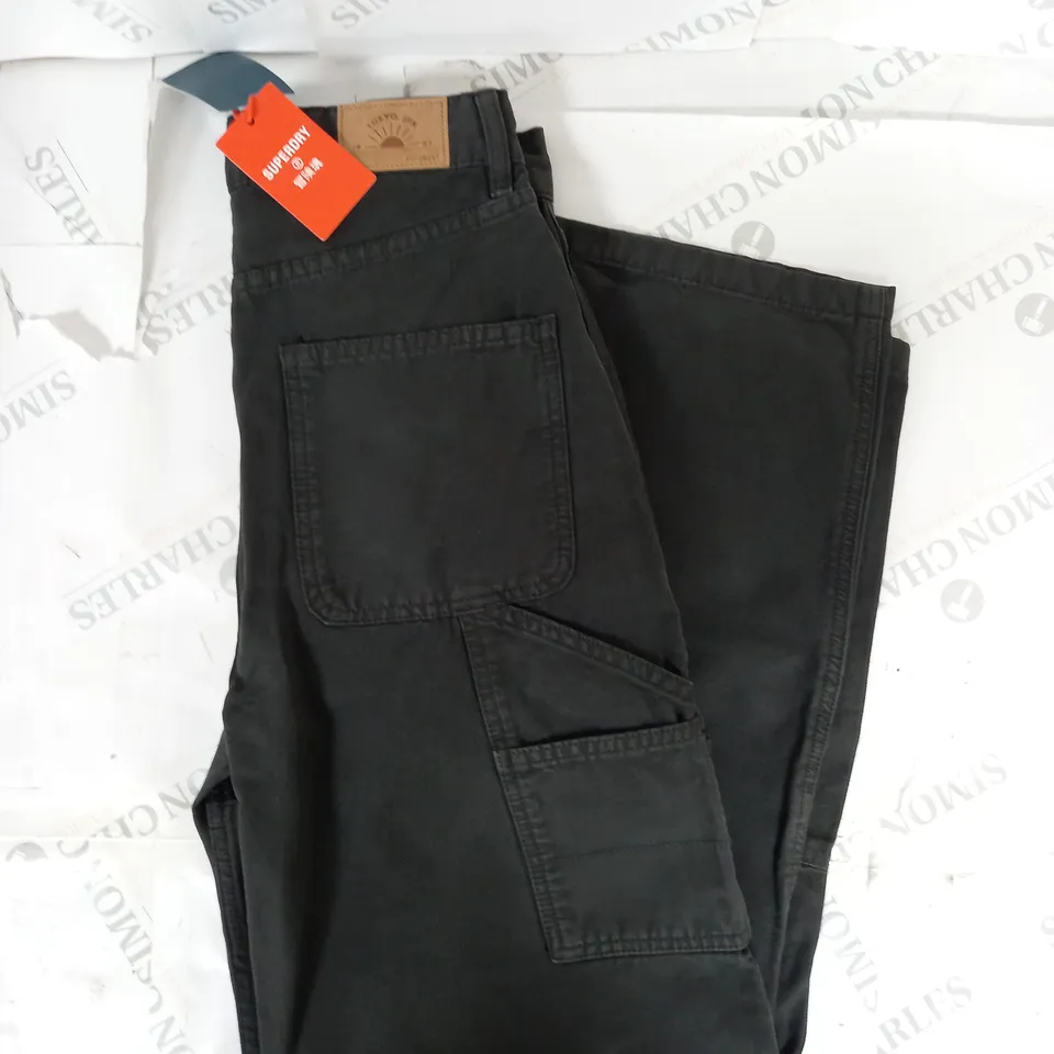 TOKYO SUPER DRY VINTAGE WIDE CARPENTER PANTS IN WASHED BLAK SIZE 28/30 