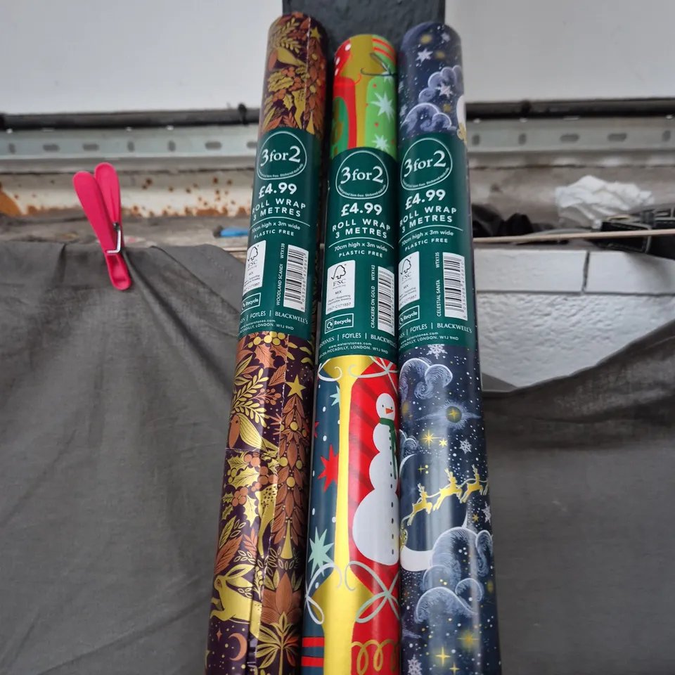 GIFT WRAP ROLLS – ASSORTED FESTIVE PATTERNS, 3 X 3M
