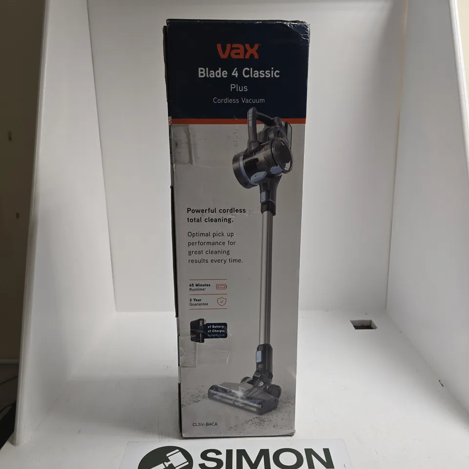 BOXED VAX BLADE 4 CLASSIC PLUS CORDLESS VACUUM CLEANER