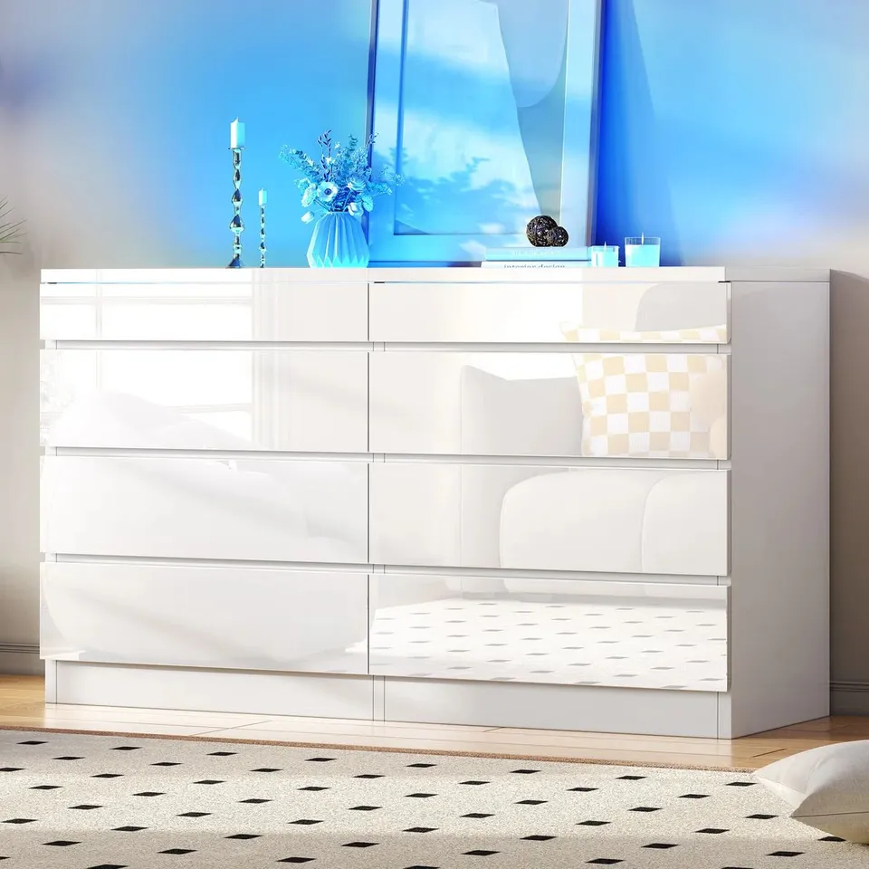 BOXED 80CM W 8-DRAWER CHEST OF DRAWERS 