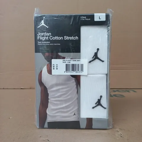 JORDAN FLIGHT COTTON STRETCH TANK UNDERSHIRTS (2-PACK) IN WHITE SIZE LARGE