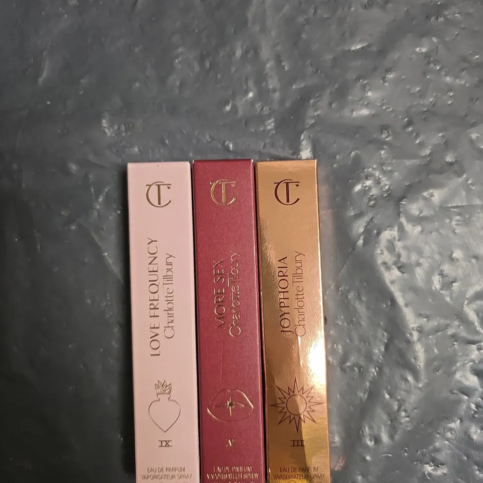 CHARLOTTE TILBURY FRAGRANCE TRIO – 3 X 10ML EDP MINIATURES (LOVE FREQUENCY INCLUDED)