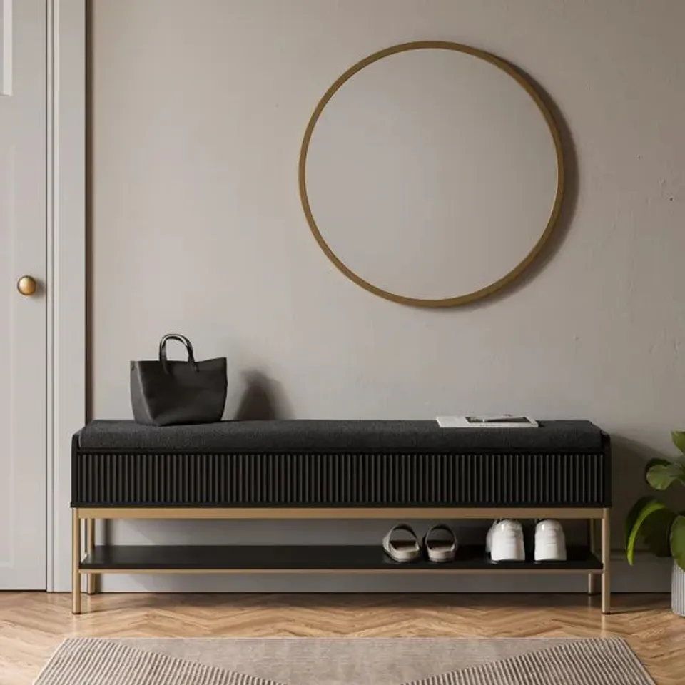BOXED GEORGI WIDE STORAGE BENCH - BLACK (1 BOX)