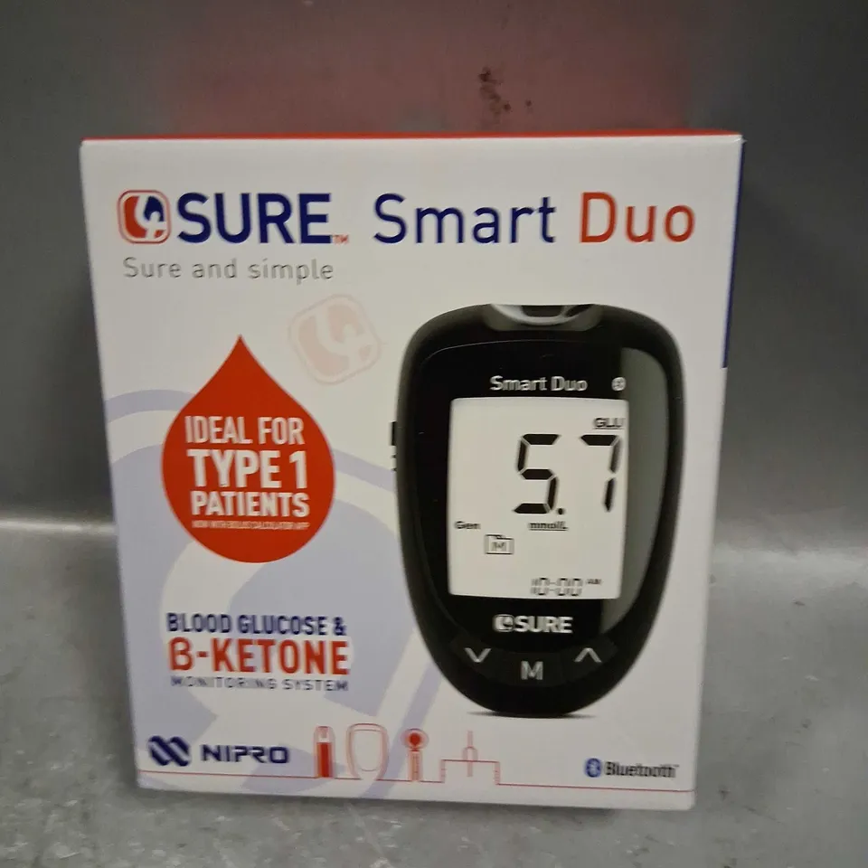 BOXED SURE SMART DUO BLOOD GLUCOSE AND B-KETONE MONITORING SYSTEM