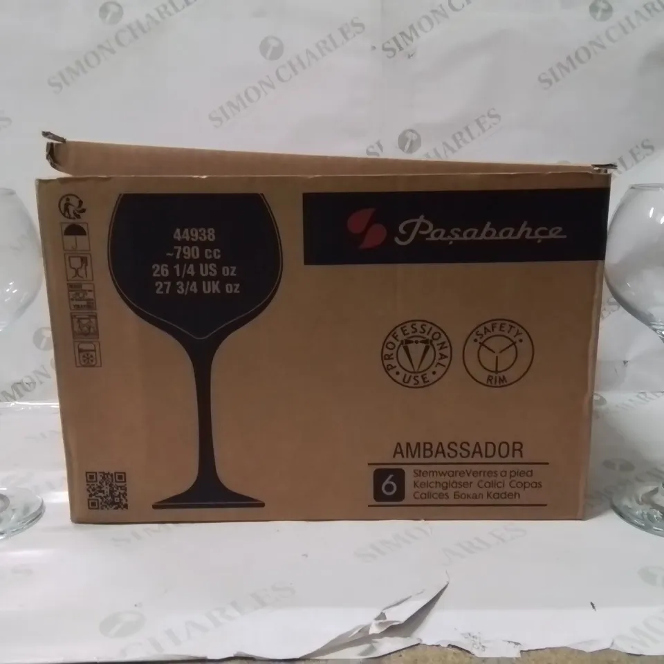 BOXED PASABAHCE WINE GOBLET SET OF 6