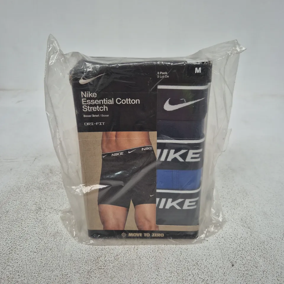 NIKE ESSENTIAL COTTON STRETCH BOXER BRIEFS – 3 PACK, MEN'S, SIZE M
