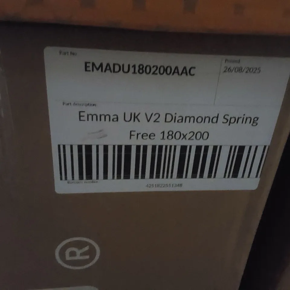 BRAND NEW BOXED EMMA UK V2 DIAMOND SPRING FREE 180 x 200CM SUPER KING MATTRESS 