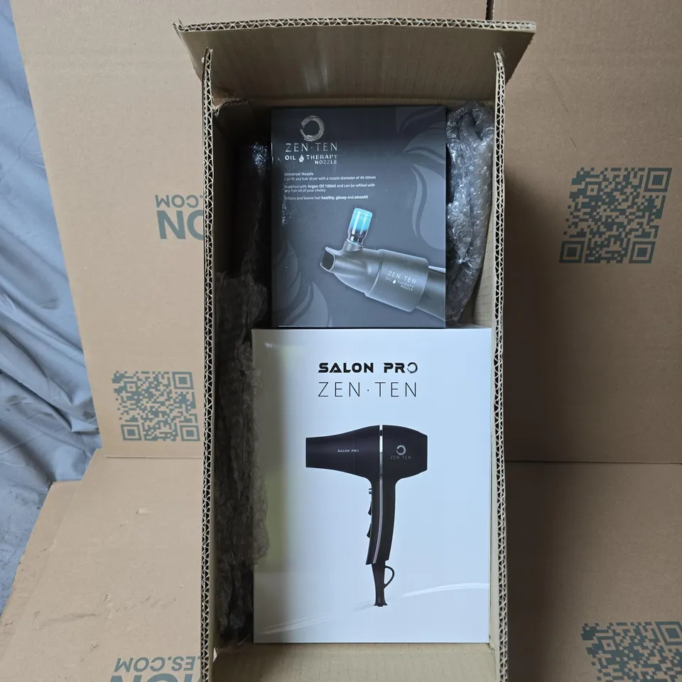 SALON PRO ZEN-TEN HAIR DRYER – BOXED WITH OIL THERAPY NOZZLE