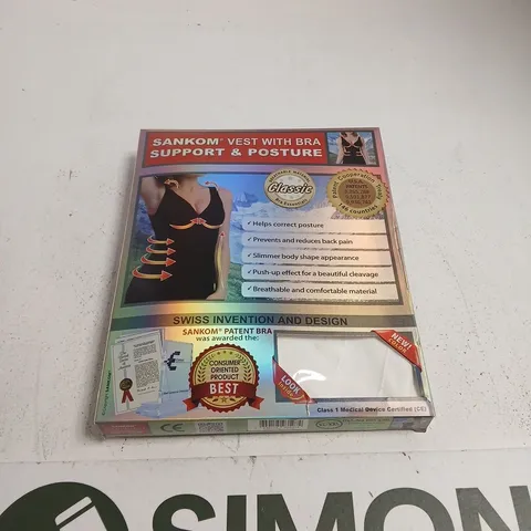 BOXED AND SEALED SANKOM SUPPORT AND POSTURE BRA AND VEST SIZE XL - XXL
