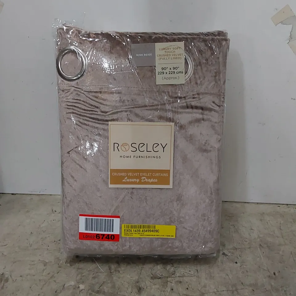 BOXED MALAKI SHEER PAIR OF CURTAINS - MINK BEIGE // SIZE: 229 X 229cm