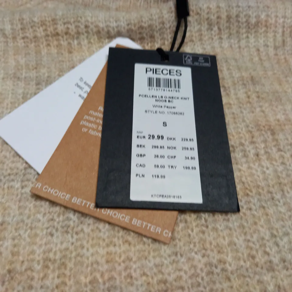 PIECES KNITTED JUMPER IN WHITE PEPPER - S