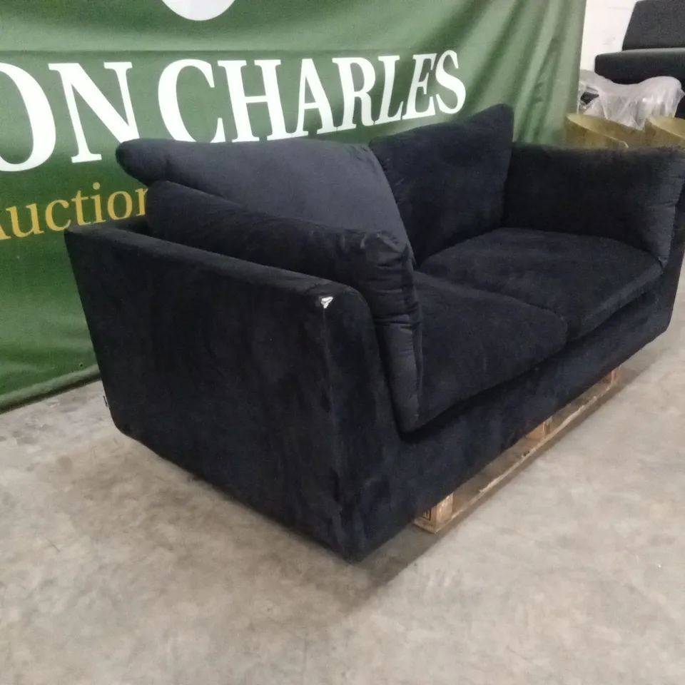 QUALITY DESIGNER ORSON 3 SEATER SOFA - BLACK VELVET