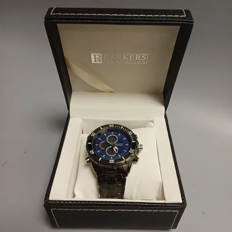 BOXED BARKERS OF KENSINGTON PREMIER SPORT BLUE DIAL WATCH