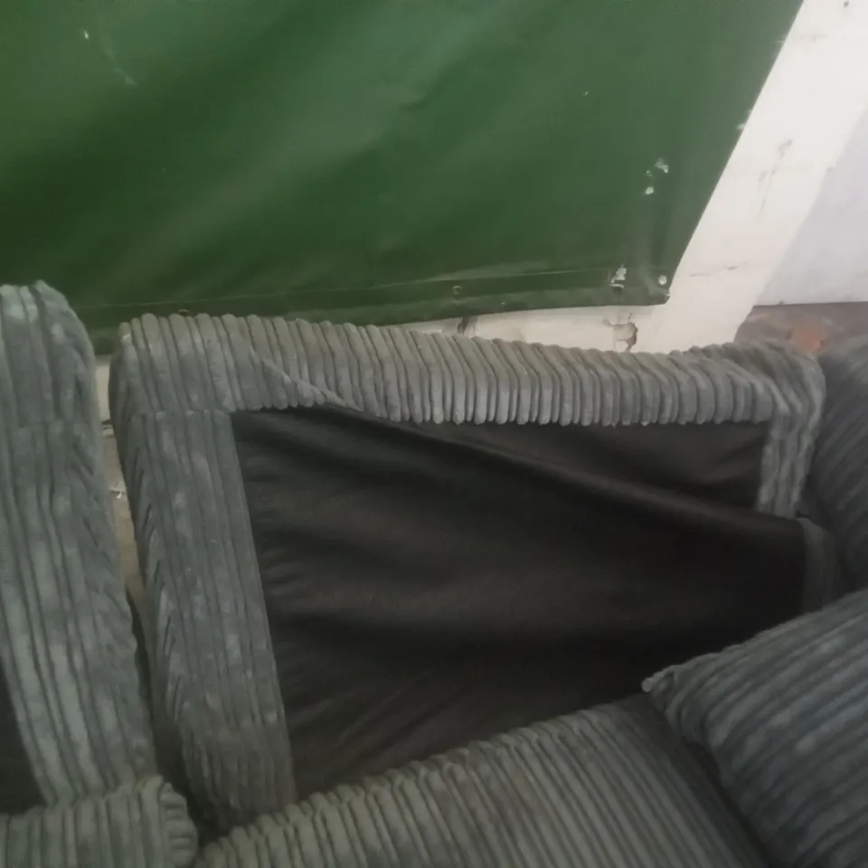 QUALITY DESIGNER CORNER SOFA WITH RHF CHAISE - DARK GREY FABRIC 