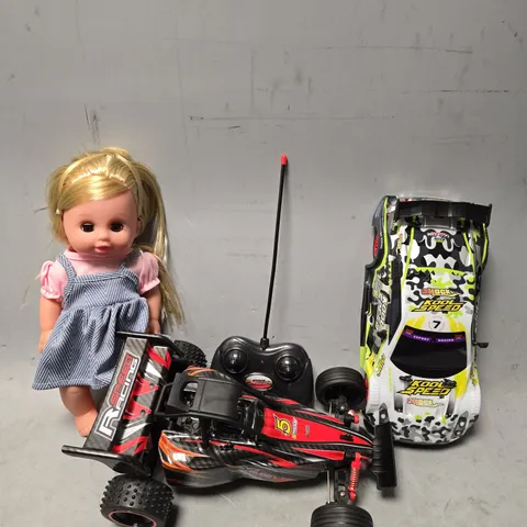 APPROXIMATELY 4 ASSORTED TOYS & GAMES TO INCLUDE - SHOCK KOOL SPEED RC , BABY DOLL ETC