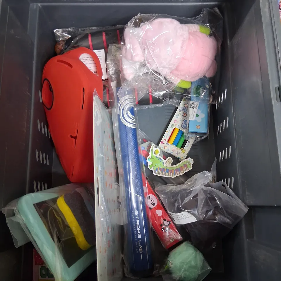 TOTE OF ASSORTED TOYS AND ACCESSORIES TO INCLUDE;