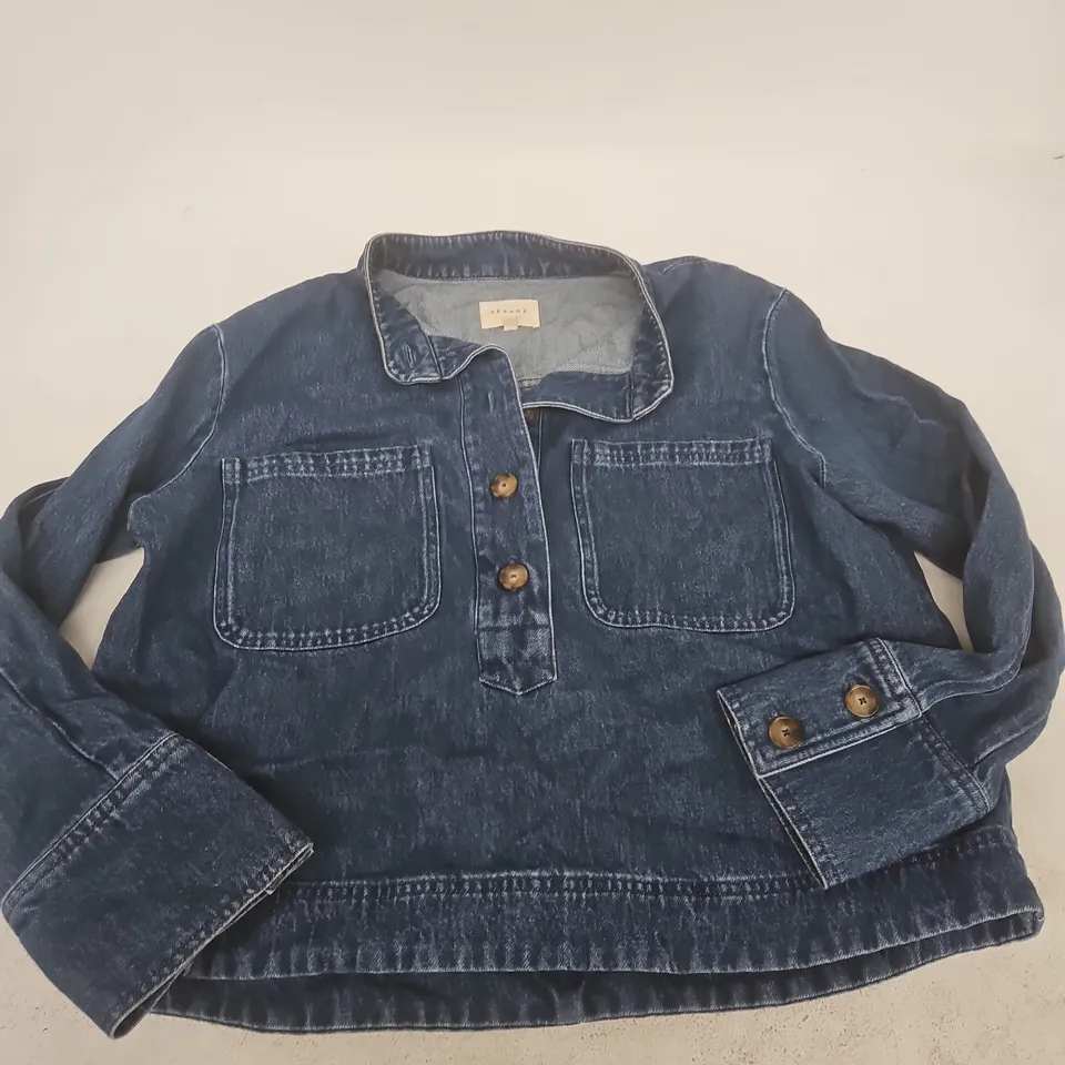 SÉZANE DENIM SHIRT JACKET – BLUE, WOMEN'S CASUAL OUTERWEAR - SIZE 36