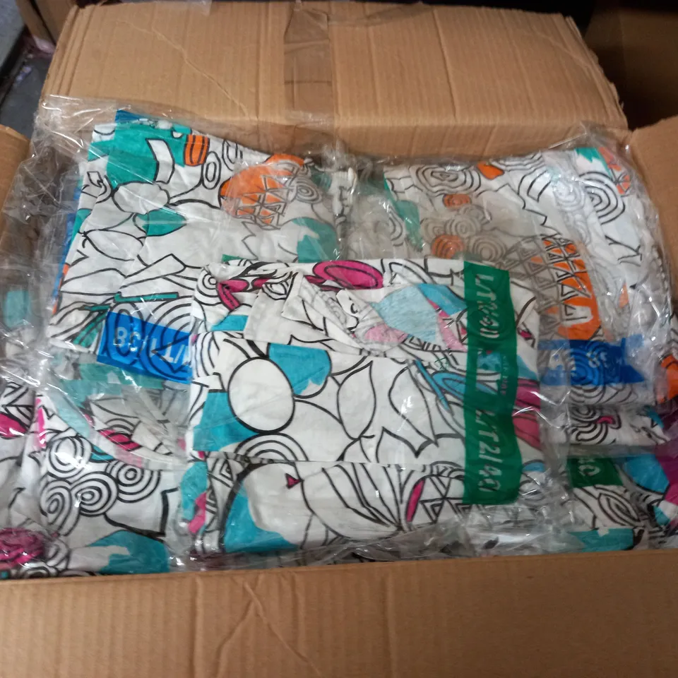 LARGE QUANTITY OF AS NEW PATTERENED TOP AND SKIRT SETS - SIZE UNSPECIFIED