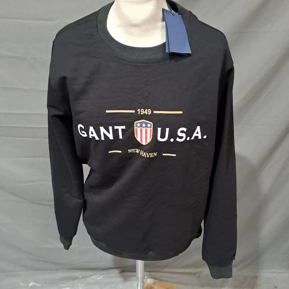 GANT PRINTED JUMPER IN BLACK SIZE M